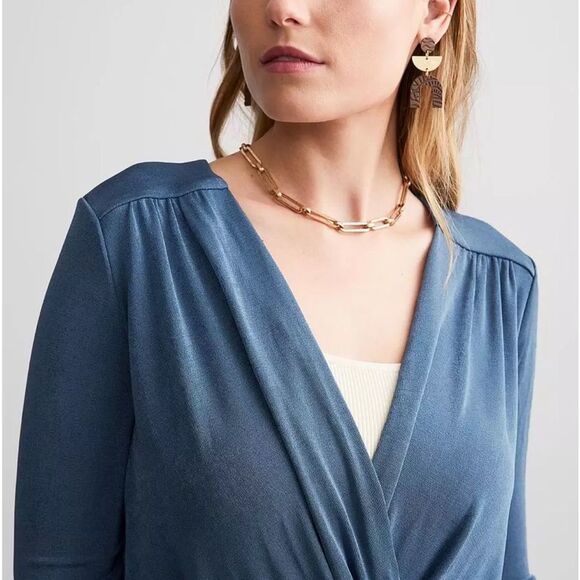 Intimately Free People Turnt Bodysuit Women’s SIZE MED V-Neck Blue Metal FP - Picture 4 of 14